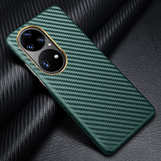 Funda Lujo Fibra de Carbon Carcasa Twill para Huawei P50 Pro Verde