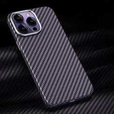 Funda Lujo Fibra de Carbon Carcasa Twill T01 para Apple iPhone 16 Pro Morado