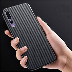 Funda Lujo Fibra de Carbon Carcasa Twill T01 para Huawei P20 Pro Negro