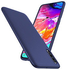 Funda Lujo Fibra de Carbon Carcasa Twill T02 para Samsung Galaxy A70 Azul