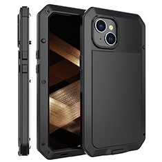 Funda Lujo Marco de Aluminio Carcasa 360 Grados HJ2 para Apple iPhone 14 Negro