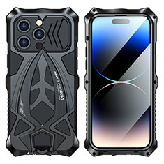 Funda Lujo Marco de Aluminio Carcasa 360 Grados LF2 para Apple iPhone 15 Pro Max Negro