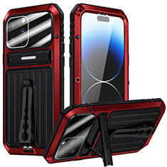 Funda Lujo Marco de Aluminio Carcasa 360 Grados LK1 para Apple iPhone 14 Pro Rojo