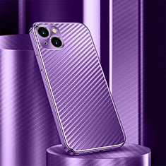 Funda Lujo Marco de Aluminio Carcasa 360 Grados M01 para Apple iPhone 15 Morado