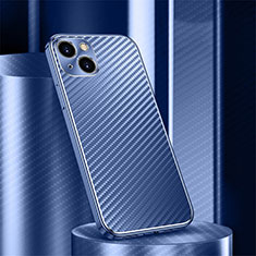 Funda Lujo Marco de Aluminio Carcasa 360 Grados M01 para Apple iPhone 15 Plus Azul