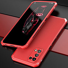 Funda Lujo Marco de Aluminio Carcasa 360 Grados M01 para Oppo Reno5 5G Rojo