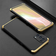 Funda Lujo Marco de Aluminio Carcasa 360 Grados M02 para Oppo Reno5 5G Oro y Negro