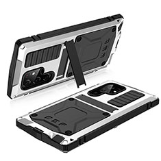 Funda Lujo Marco de Aluminio Carcasa 360 Grados M05 para Samsung Galaxy S21 Ultra 5G Plata