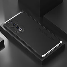 Funda Lujo Marco de Aluminio Carcasa 360 Grados P01 para Huawei Honor 90 5G Plata y Negro