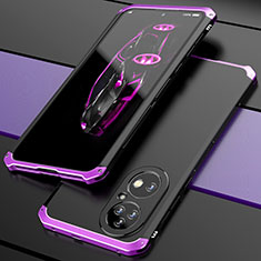 Funda Lujo Marco de Aluminio Carcasa 360 Grados P01 para Huawei P50 Morado