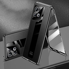 Funda Lujo Marco de Aluminio Carcasa 360 Grados P01 para Oppo Reno8 Pro 5G Negro