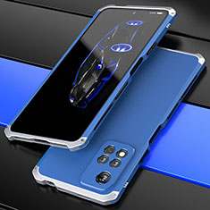 Funda Lujo Marco de Aluminio Carcasa 360 Grados P01 para Xiaomi Mi 11i 5G (2022) Plata y Azul