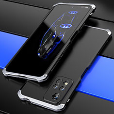 Funda Lujo Marco de Aluminio Carcasa 360 Grados P01 para Xiaomi Mi 11i 5G (2022) Plata y Negro