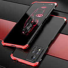 Funda Lujo Marco de Aluminio Carcasa 360 Grados P01 para Xiaomi Mi 11i 5G (2022) Rojo y Negro
