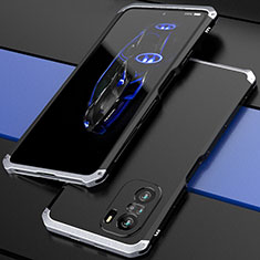 Funda Lujo Marco de Aluminio Carcasa 360 Grados P01 para Xiaomi Mi 11X 5G Plata y Negro