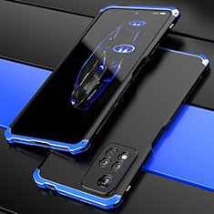 Funda Lujo Marco de Aluminio Carcasa 360 Grados P01 para Xiaomi Poco X4 NFC Azul y Negro