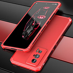 Funda Lujo Marco de Aluminio Carcasa 360 Grados P01 para Xiaomi Redmi K60 5G Rojo