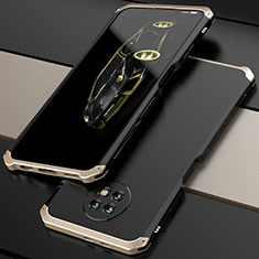 Funda Lujo Marco de Aluminio Carcasa 360 Grados P01 para Xiaomi Redmi Note 9 5G Oro y Negro