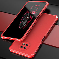 Funda Lujo Marco de Aluminio Carcasa 360 Grados P01 para Xiaomi Redmi Note 9 5G Rojo