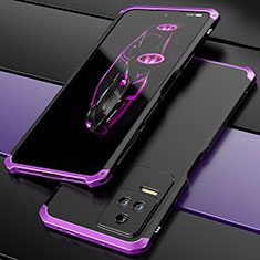 Funda Lujo Marco de Aluminio Carcasa 360 Grados P02 para Xiaomi Redmi K50 5G Morado