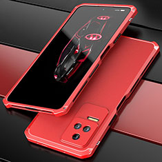 Funda Lujo Marco de Aluminio Carcasa 360 Grados P02 para Xiaomi Redmi K50 5G Rojo