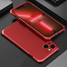 Funda Lujo Marco de Aluminio Carcasa 360 Grados para Apple iPhone 13 Rojo