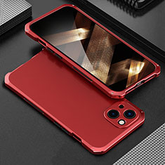 Funda Lujo Marco de Aluminio Carcasa 360 Grados para Apple iPhone 15 Plus Rojo