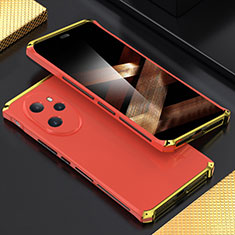 Funda Lujo Marco de Aluminio Carcasa 360 Grados para Huawei Honor 100 Pro 5G Oro y Rojo