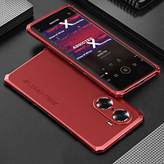 Funda Lujo Marco de Aluminio Carcasa 360 Grados para Huawei Honor 60 5G Rojo