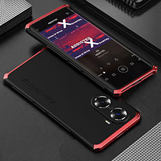 Funda Lujo Marco de Aluminio Carcasa 360 Grados para Huawei Honor 60 Pro 5G Rojo y Negro