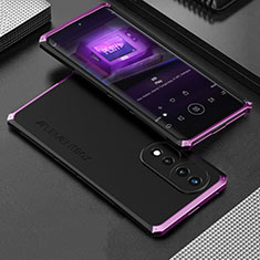 Funda Lujo Marco de Aluminio Carcasa 360 Grados para Huawei Honor 70 Pro+ Plus 5G Morado