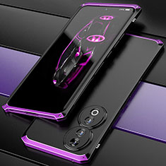 Funda Lujo Marco de Aluminio Carcasa 360 Grados para Huawei Honor 90 5G Morado