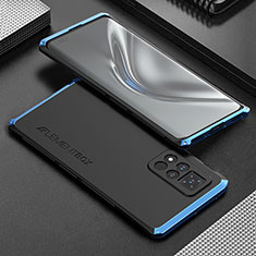 Funda Lujo Marco de Aluminio Carcasa 360 Grados para Huawei Honor V40 5G Azul y Negro