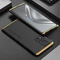 Funda Lujo Marco de Aluminio Carcasa 360 Grados para Huawei Honor V40 5G Oro y Negro