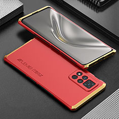 Funda Lujo Marco de Aluminio Carcasa 360 Grados para Huawei Honor V40 5G Oro y Rojo