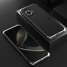 Funda Lujo Marco de Aluminio Carcasa 360 Grados para Huawei Nova 11 Plata y Negro