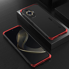 Funda Lujo Marco de Aluminio Carcasa 360 Grados para Huawei Nova 11 Rojo y Negro