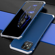 Funda Lujo Marco de Aluminio Carcasa 360 Grados para Huawei Nova 8 SE 5G Plata y Azul