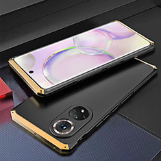 Funda Lujo Marco de Aluminio Carcasa 360 Grados para Huawei Nova 9 Oro y Negro