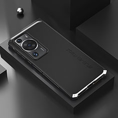 Funda Lujo Marco de Aluminio Carcasa 360 Grados para Huawei P60 Pro Plata y Negro