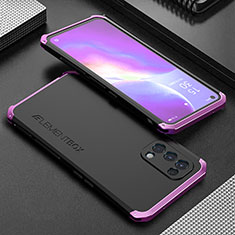 Funda Lujo Marco de Aluminio Carcasa 360 Grados para Oppo K9 5G Morado