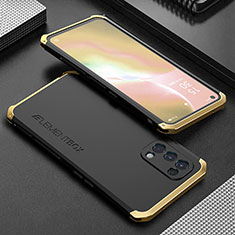 Funda Lujo Marco de Aluminio Carcasa 360 Grados para Oppo K9 5G Oro y Negro