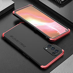 Funda Lujo Marco de Aluminio Carcasa 360 Grados para Oppo K9 5G Rojo y Negro