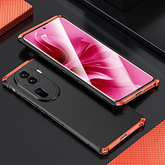 Funda Lujo Marco de Aluminio Carcasa 360 Grados para Oppo Reno11 Pro 5G Rojo y Negro