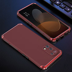 Funda Lujo Marco de Aluminio Carcasa 360 Grados para Oppo Reno5 5G Rojo