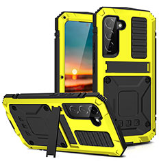 Funda Lujo Marco de Aluminio Carcasa 360 Grados para Samsung Galaxy S21 FE 5G Amarillo