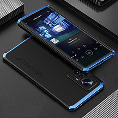 Funda Lujo Marco de Aluminio Carcasa 360 Grados para Xiaomi Mi 12S 5G Azul y Negro
