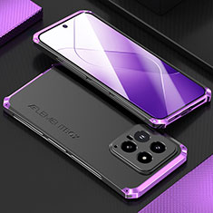 Funda Lujo Marco de Aluminio Carcasa 360 Grados para Xiaomi Mi 14 Pro 5G Morado