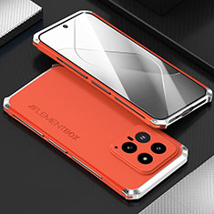 Funda Lujo Marco de Aluminio Carcasa 360 Grados para Xiaomi Mi 14 Pro 5G Plata y Rojo