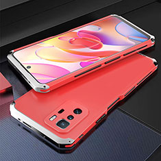 Funda Lujo Marco de Aluminio Carcasa 360 Grados para Xiaomi Poco X3 GT 5G Plata y Rojo